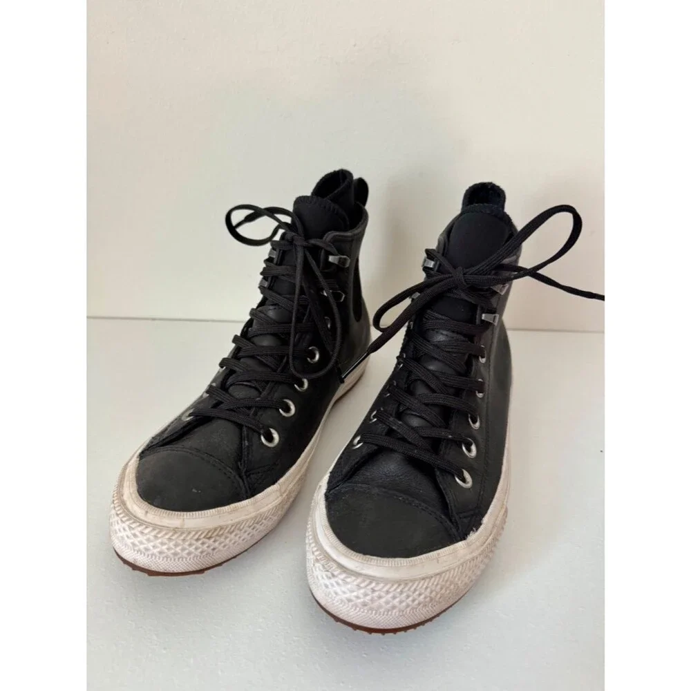 Converse Chuck Taylor All Star Waterproof Leather Boot High Top Black Women's 8